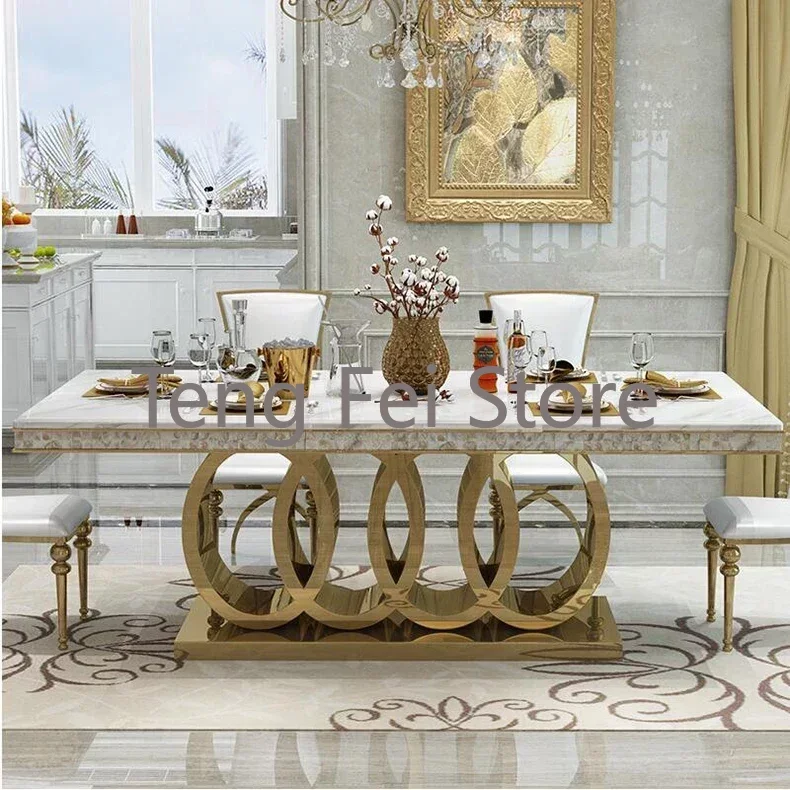 Luksuzni trpezarijski sto od nerđajućeg čelika sa mermernom pločom: Savršen spoj elegancije i trajnosti za vašu dnevnu sobu! – KUHINJSKI NAMESTAJ